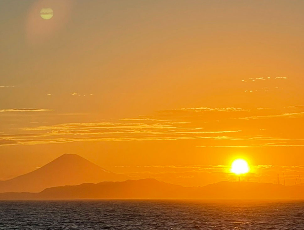 南房総の夕日と富士山
